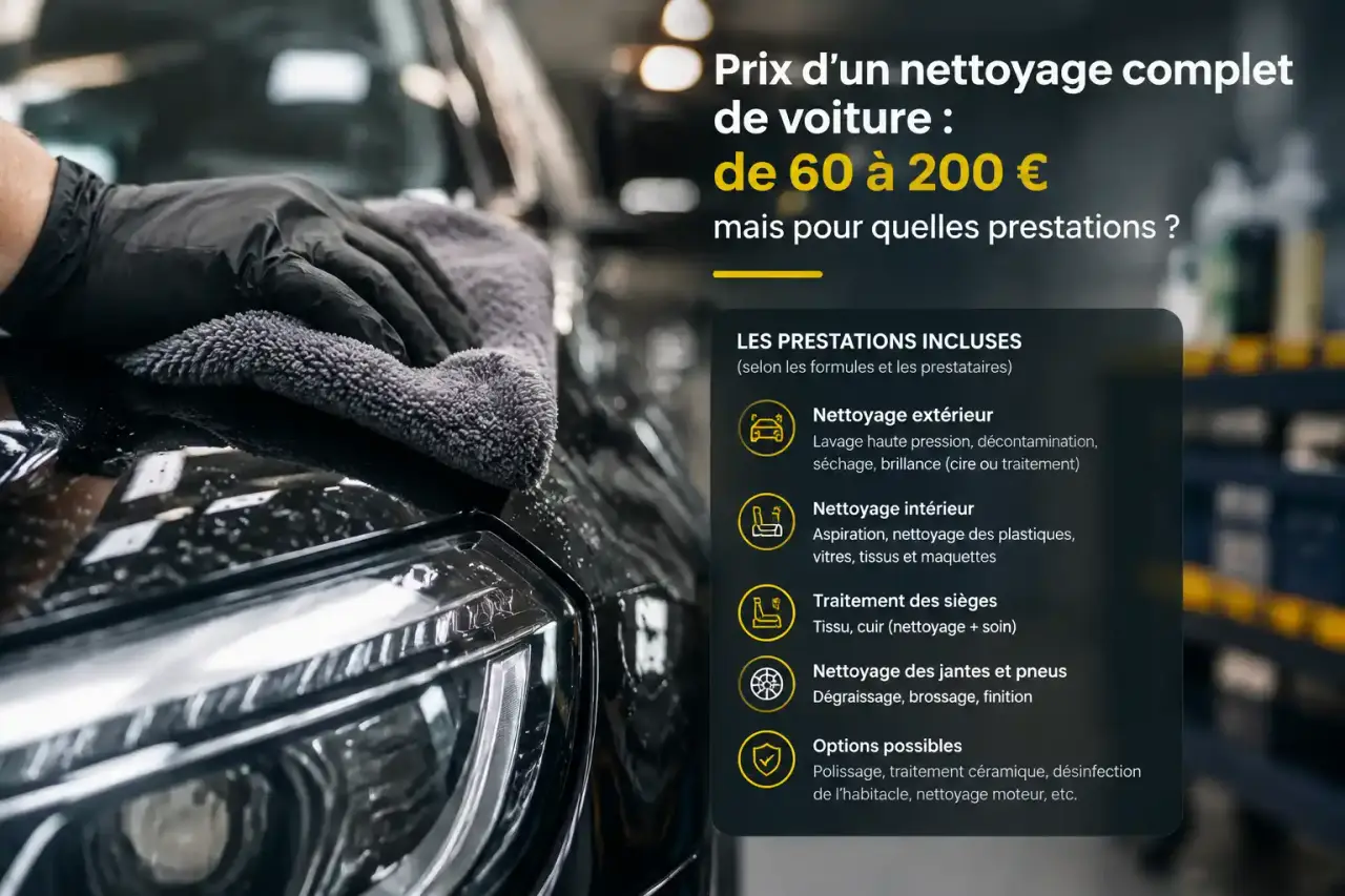 Prix d’un nettoyage complet de voiture : de 60 à 200 €, mais pour quelles prestations ?