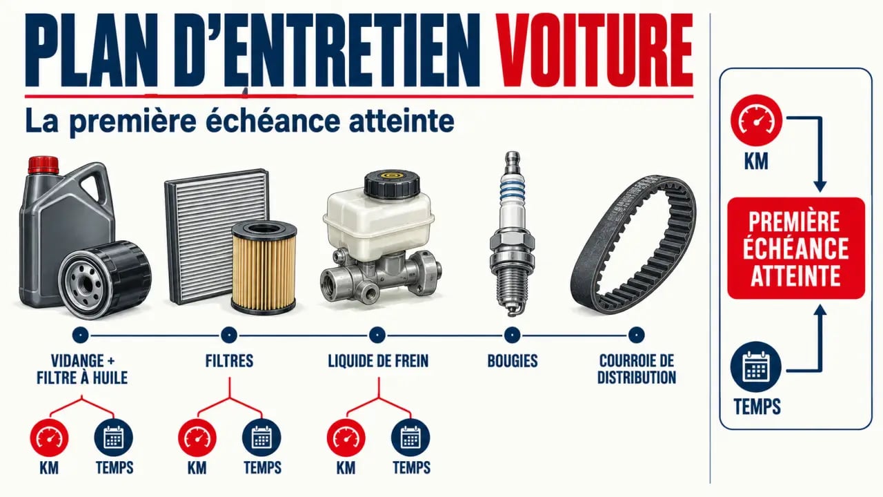 Plan entretien voiture : calendrier visuel des principales échéances de maintenance