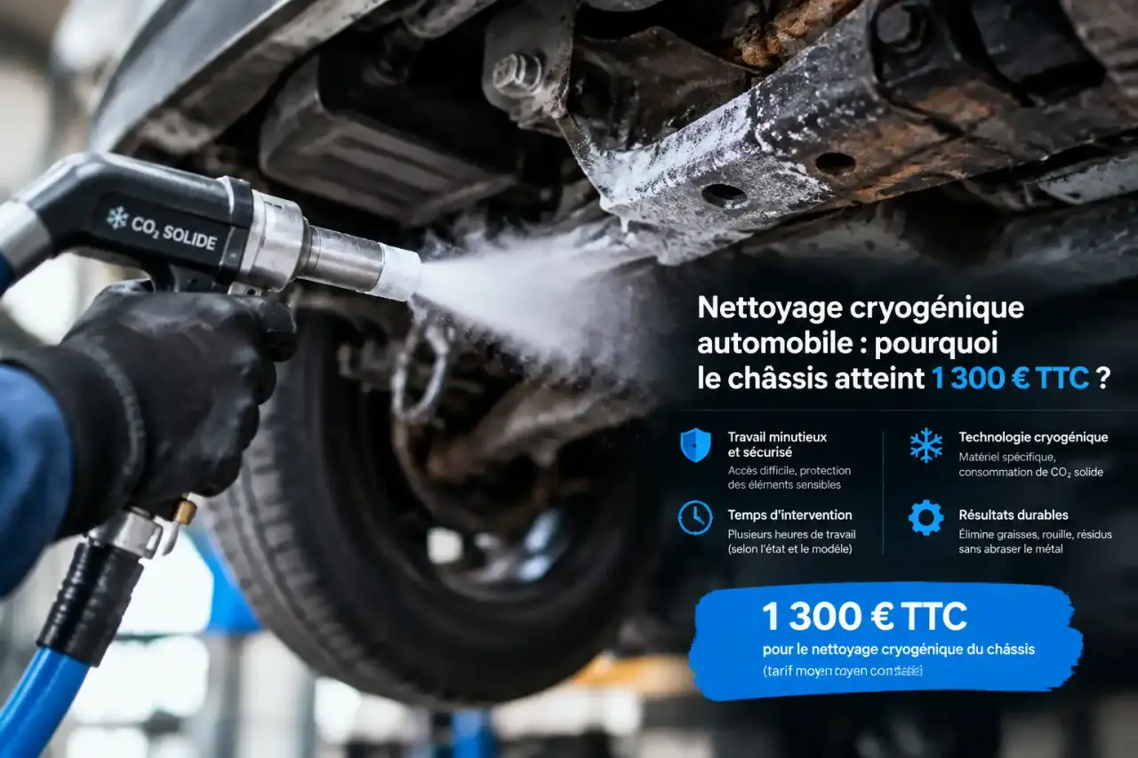 Tarif du nettoyage cryogénique automobile : pourquoi le châssis atteint 1 300 € TTC