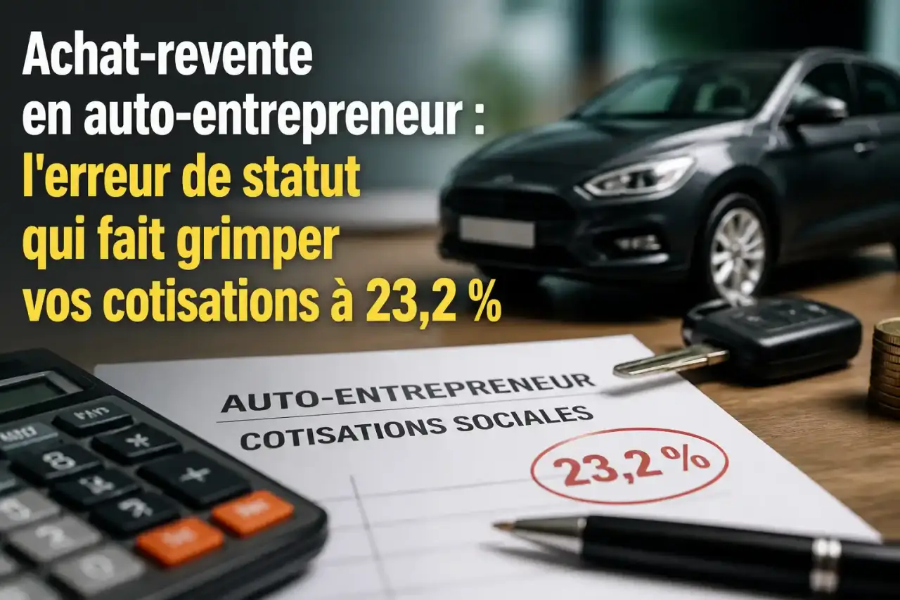 Achat-revente en auto-entrepreneur : l'erreur de statut qui fait grimper vos cotisations à 23,2 %