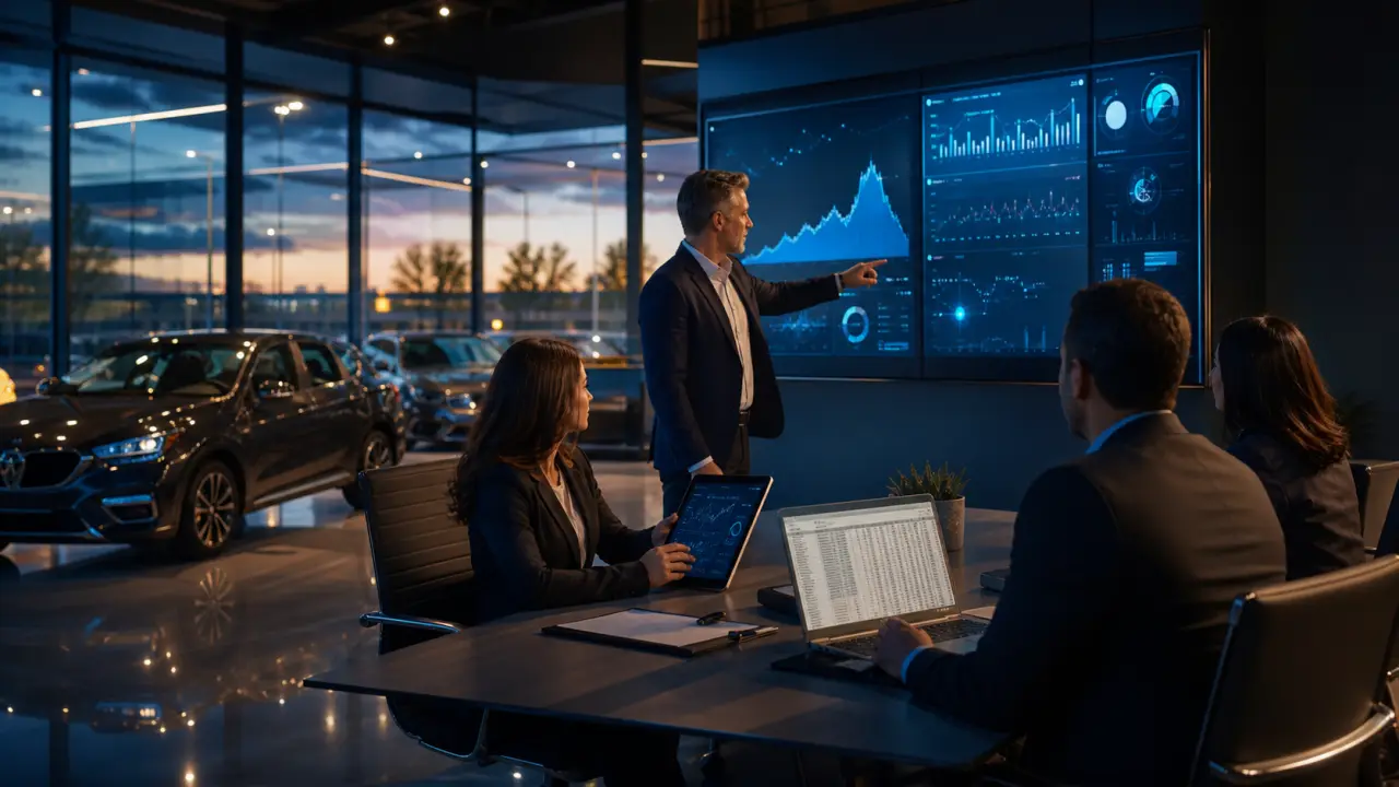 Véhicule moderne en mouvement avec interfaces de performance en surimpression