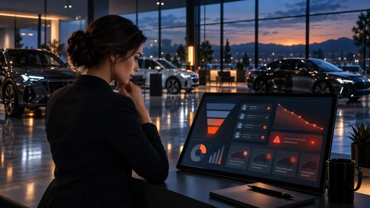Tableau de bord CRM automobile analysant les opportunités commerciales d'une concession