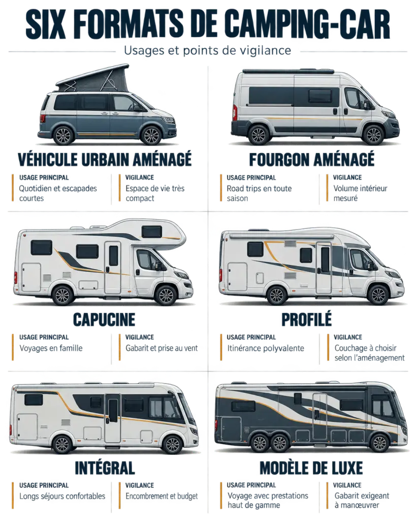 Infographie des catégories de camping-cars pour un achat de camping-car en Allemagne