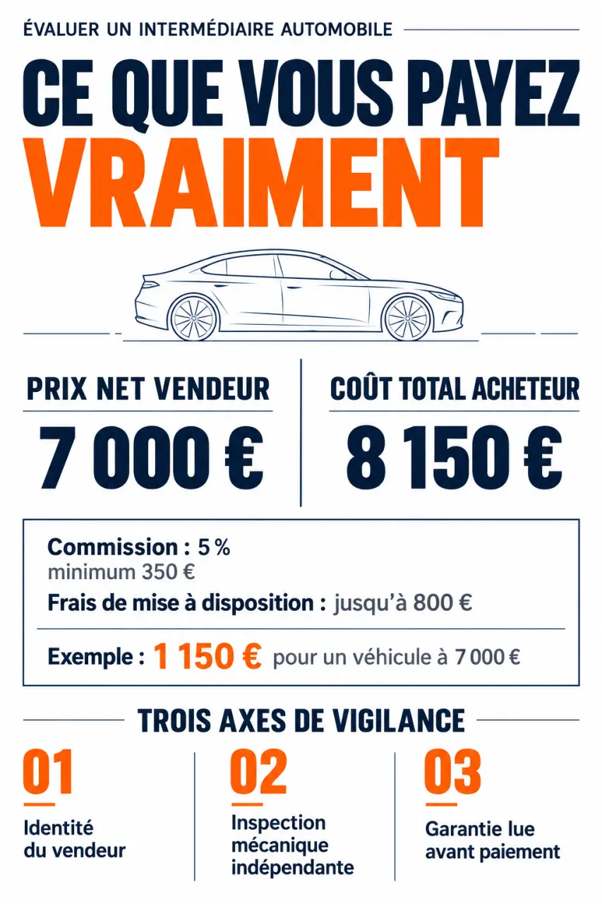 TransakAuto avis : illustration des frais, du prix net vendeur et du coût total acheteur