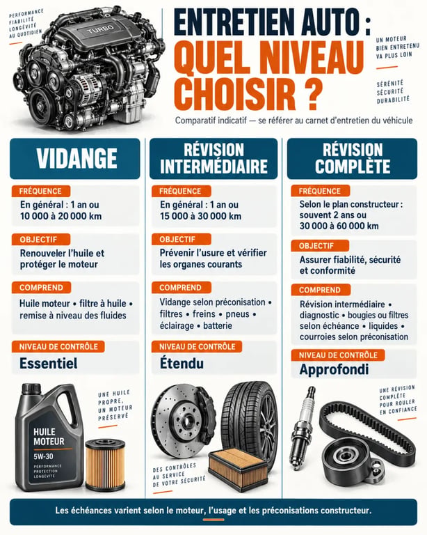 Infographie comparative vidange ou révision automobile